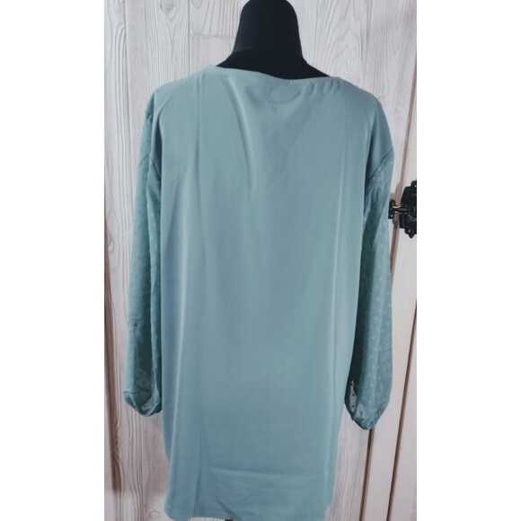 Bebonnie Women's Plus XXL Top Flowy Green Puff Sleeve Sheer SOFT Mesh NWT - Picture 10 of 15